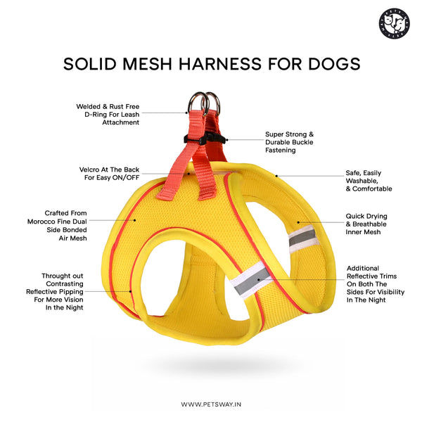 Pets Way Air Mesh Harness for Puppies & Small Dogs (Yellow)