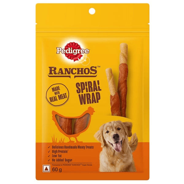 Pedigree Ranchos Super Bones Chicken & Milk, Spiral Wrap Chicken & Smokey Lamb and Roasted Lamb Tasty Jerky Dog Treats Combo