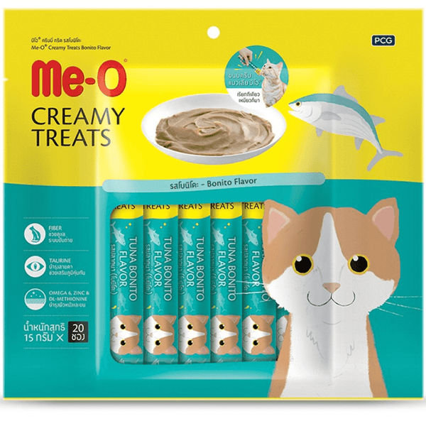 Me O Creamy Chicken & Liver, Salmon and Bonito Treats and Fofos Geek Ball Toy for Cats Combo