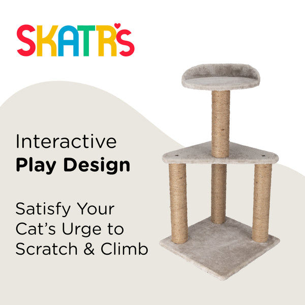 Skatrs Feline Fortress Two Tier Cat Tree with Sisal Post Toy