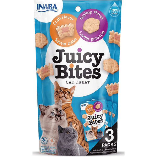 INABA Chicken Broth Chicken & Tuna and  Chicken & Salmon and Juicy Bites Scallop & Crab Flavoured Combo Cat Treats