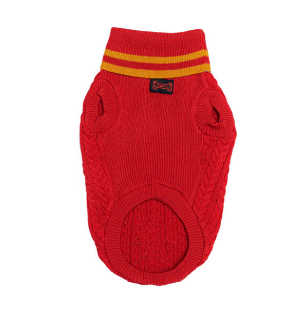 Pawgypets High Neck Cable Kint Sweater for Dogs and Cats (Red)