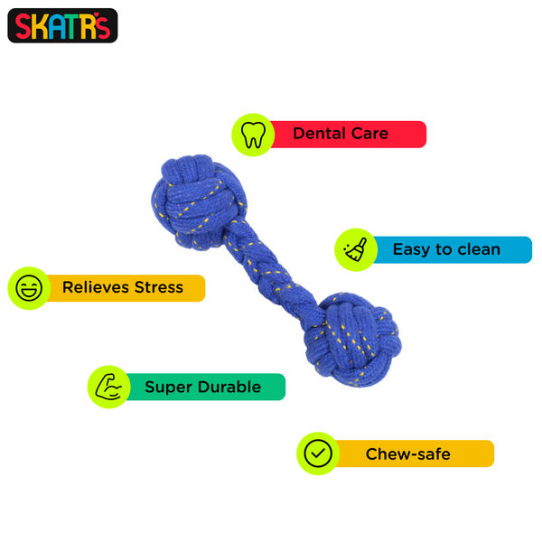 Skatrs Knotted Dummy, Knotted Ball, Dumbbell and Ball Shaped Rope Chew Toy for Dogs and Cats Combo