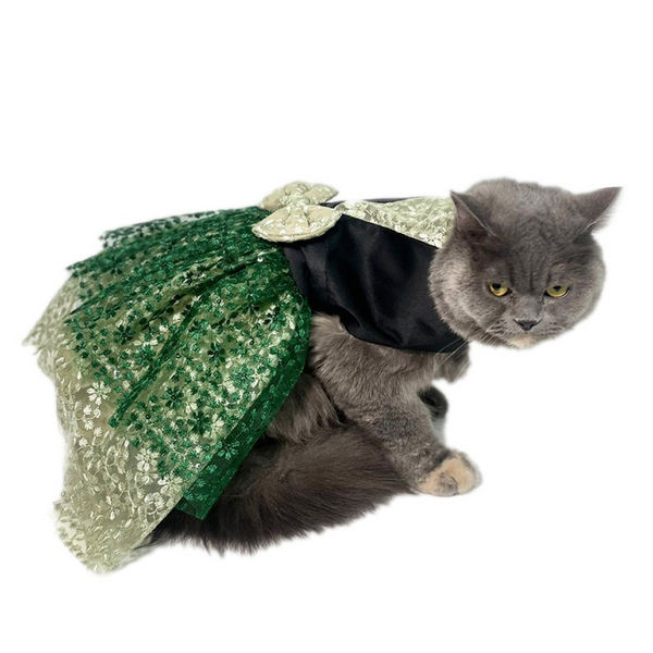 Dogobow Princess Dress for Dogs and Cats (Green) (Get a Bow Free)