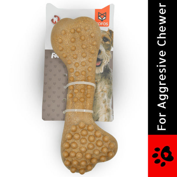 Barkbutler x Fofos Woodplay Brush Bone Toy for Dogs | For Chewers (Brown)