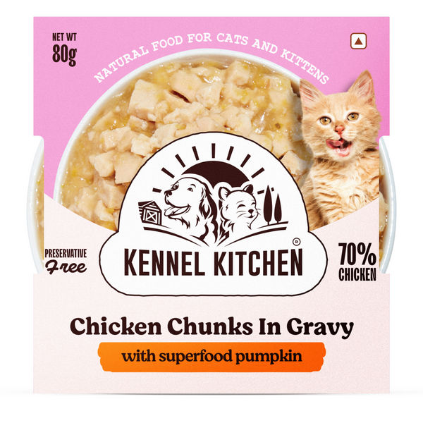 Kennel Kitchen Chicken Chunks in Gravy with Superfood Pumpkin Kitten & Adult Cat Wet Food