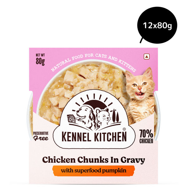 Kennel Kitchen Chicken Chunks in Gravy with Superfood Pumpkin Kitten & Adult Cat Wet Food
