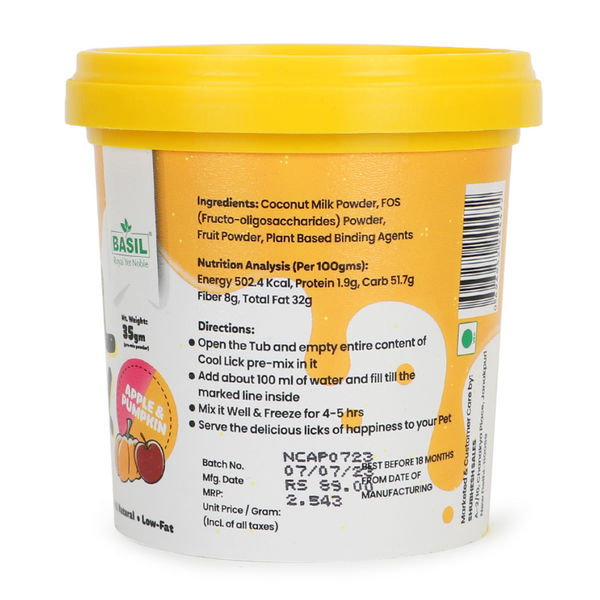 Basil Cool Lick Apple & Pumpkin with Added Prebiotics Ice Cream for Dogs