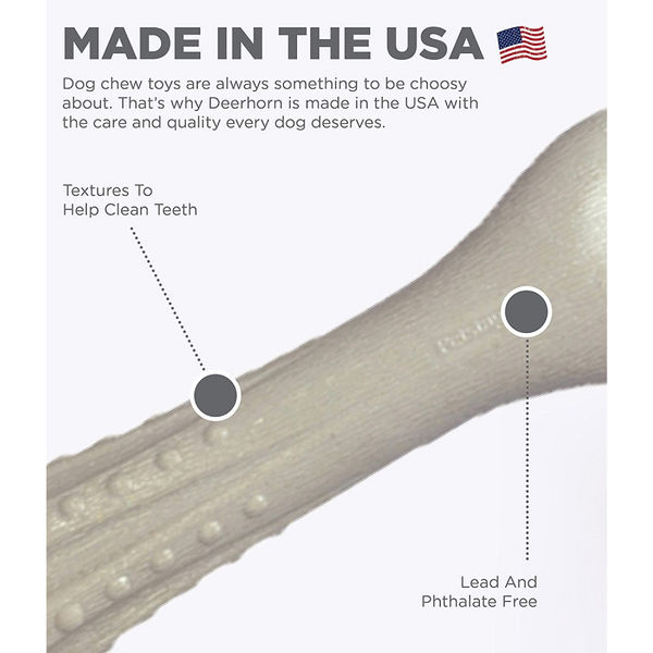 Outward Hound Petstages Deerhorn Durable Chew Toy for Dogs (White)