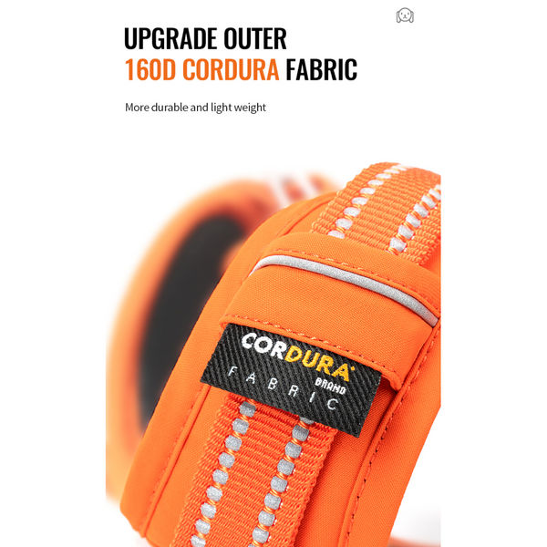 Truelove No Pull Cordura with 3M Reflective Material Harness for Dogs (Orange)