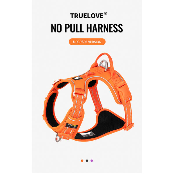 Truelove No Pull Cordura with 3M Reflective Material Harness for Dogs (Orange)
