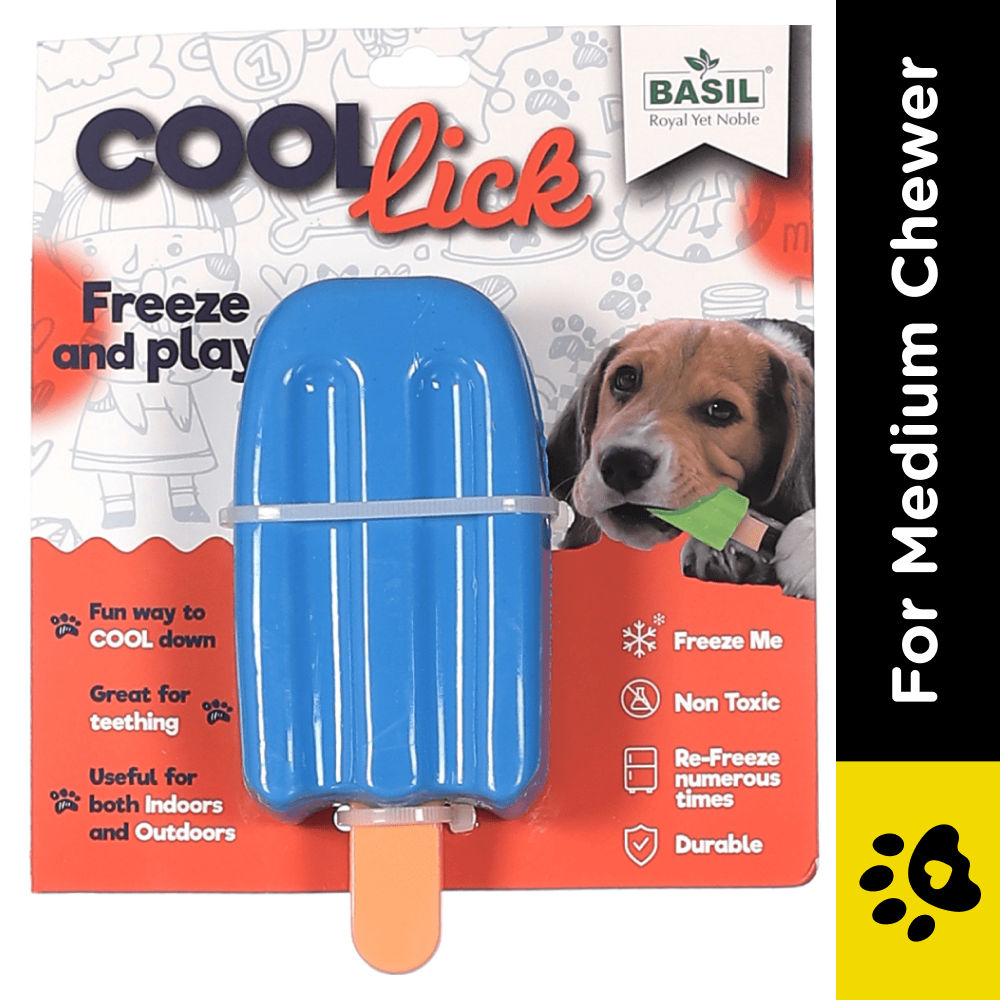 Basil Ice Cream Shaped Cool Lick Silicon Toy for Dogs (Blue)