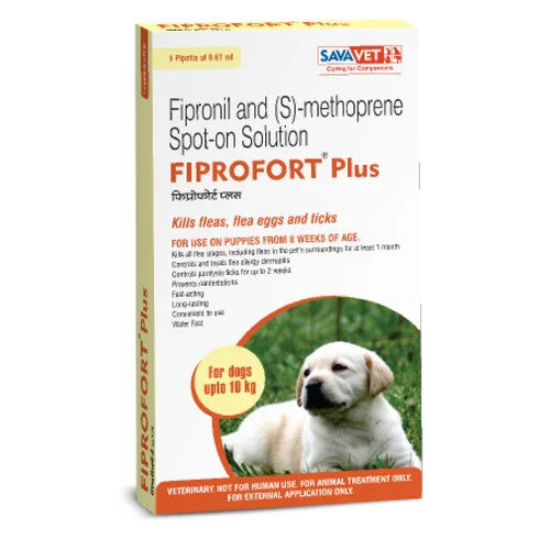 Savavet Fiprofort Plus (Fipronil) Tick & Flea Control Spot On for Dogs (Upto 10kg)