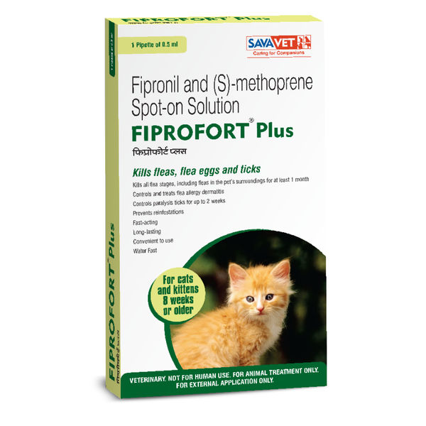 Savavet Kiwof Cat Deworming Tablet (10 tablets) and Savavet Fiprofort Plus (Fipronil) Tick & Flea Control Spot On for Cats Combo
