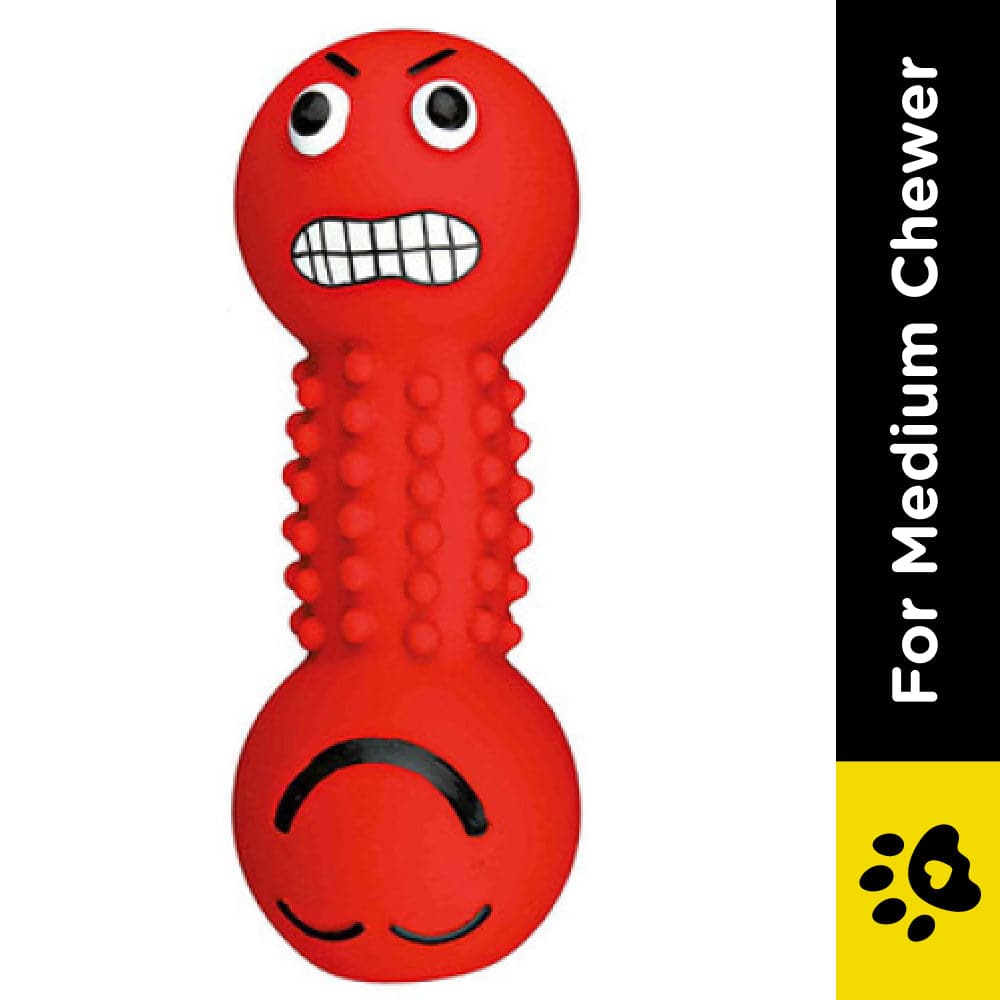 Trixie Smiley Dumbbell with Motifs Latex Toy for Dogs (Red)