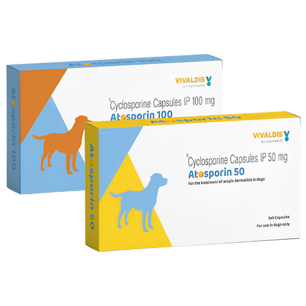 Vivaldis Atosporin (Cyclosporin) 100mg Capsules for Dogs (5 tablets)