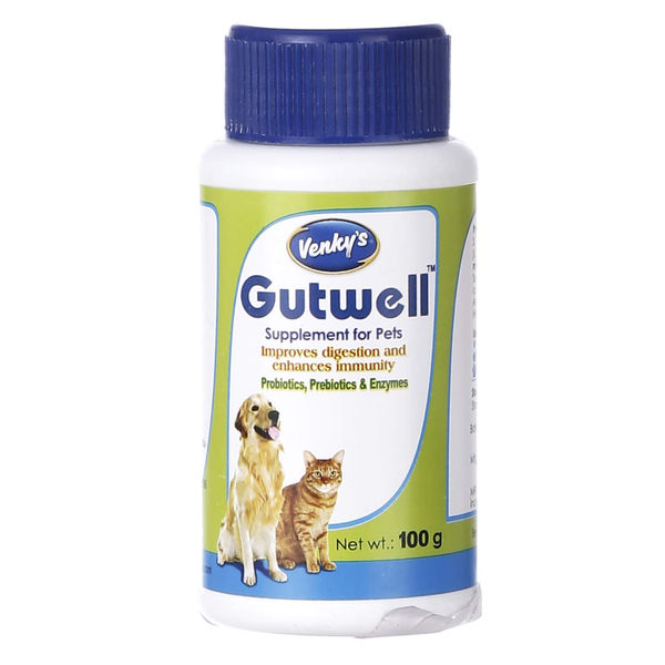 Intas Zipvit Multi Vitamin Supplement (200ml) and Venkys Gutwell Pre & Probiotics Gut Health Powder (100g) for Dogs and Cats Combo