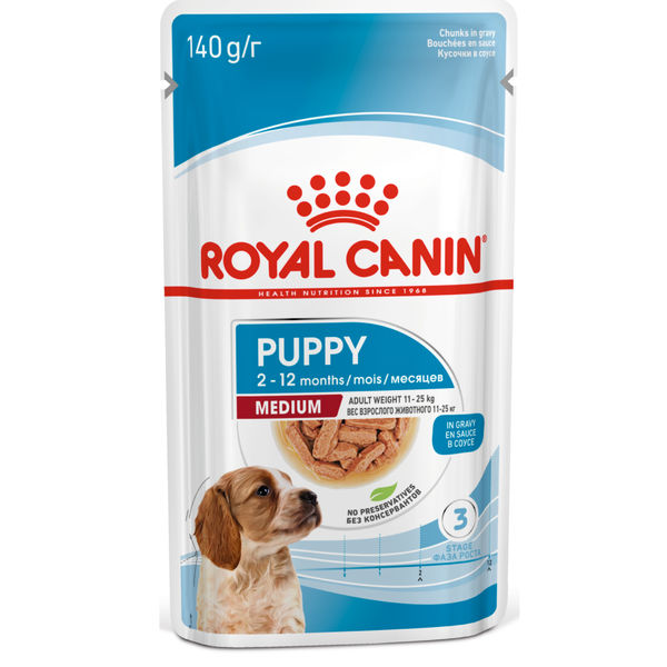Royal Canin Medium Starter Dry Food for Medium Breed Dog and Puppies and Medium Puppy Dog Wet Food Combo