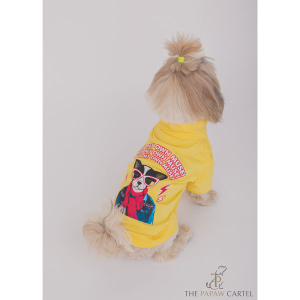 The Papaw Cartel I AM My Own Muse Turtle Neck Tshirt for Dogs (Yellow)