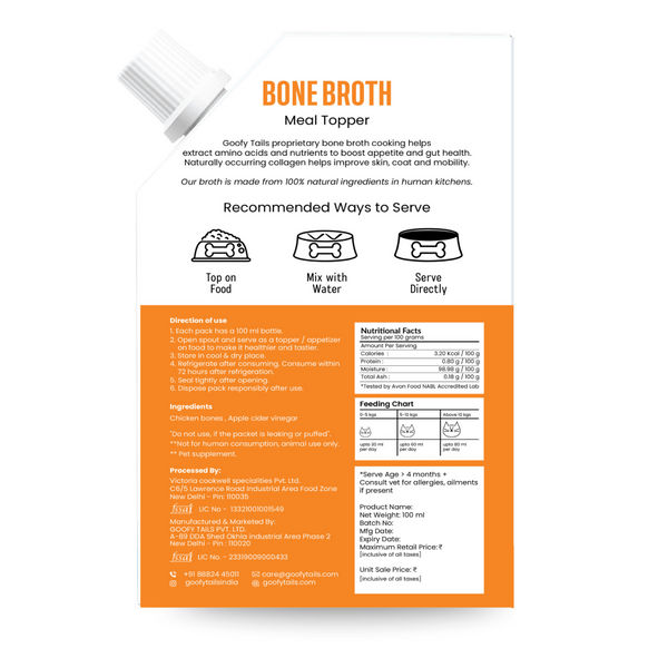 Goofy Tails Chicken Bone Broth for Cats