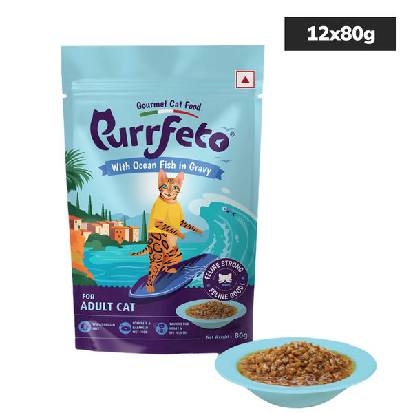 Purrfeto Chicken & Salmon and Chicken & Rice and Tuna Recipe in Jelly and Ocean Fish in Gravy Combo Adult Cat Wet Food