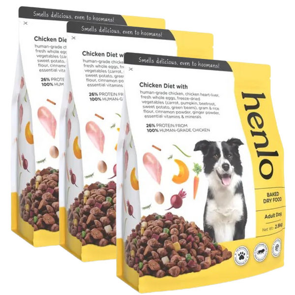 Henlo Chicken & Vegetable Baked Dry Food for Adult Dogs | 100% human grade ingredients