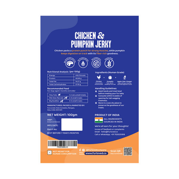 FurLoved Chicken and pumpkin High Protein Dog Treats