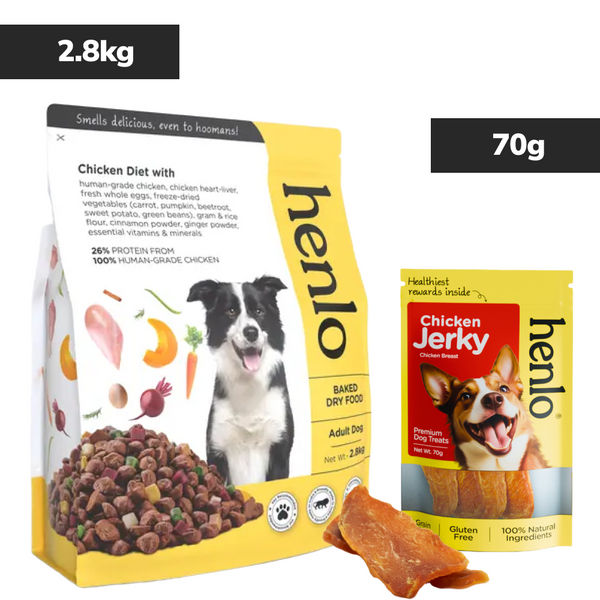 Henlo Chicken & Vegetable Baked Dry Food for Adult Dogs | 100% human grade ingredients
