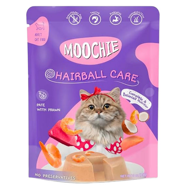 Moochie Hairball Care Pate with Prawn Adult Cat Wet Food