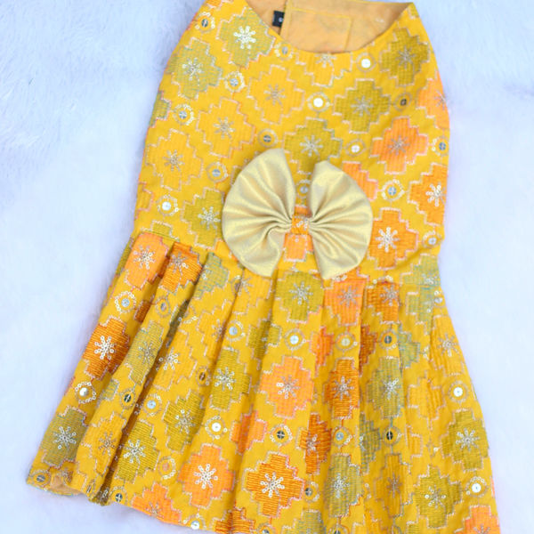 Pawgypets Festive Patola Dress for Dogs (Yellow)