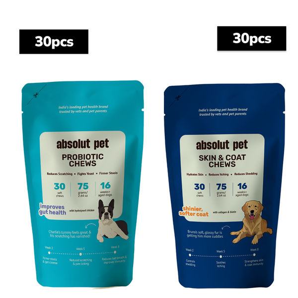Absolut Pet Probiotics Gut Skin Coat Support Collagen and Biotin Health Dog Supplement