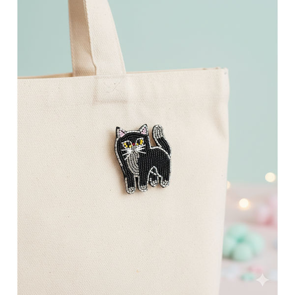 Furry Tales Magic Cat Handcrafted Brooch