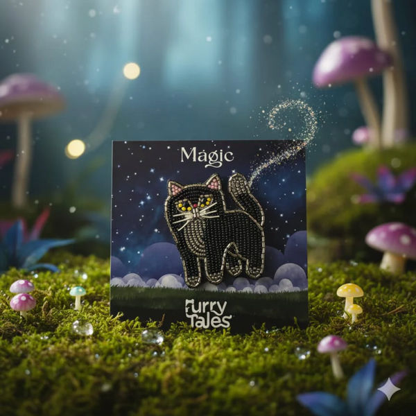 Furry Tales Magic Cat Handcrafted Brooch