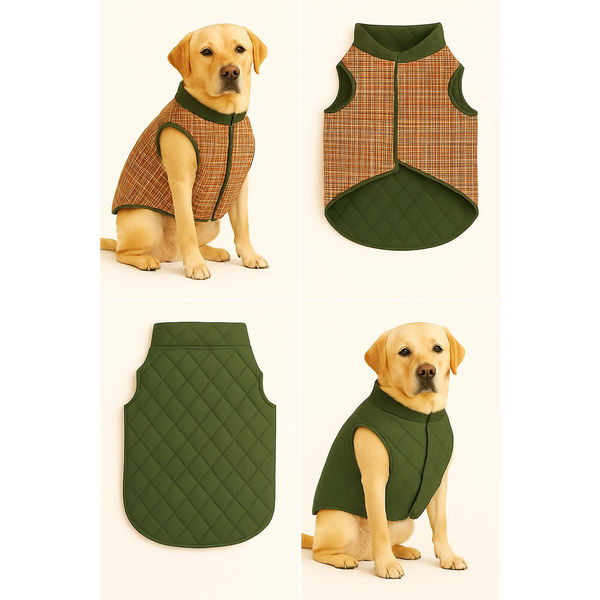 Woofiezz Warm & Comfortable Reversible Winter Jackets for Dogs and Cats (Olive Green)