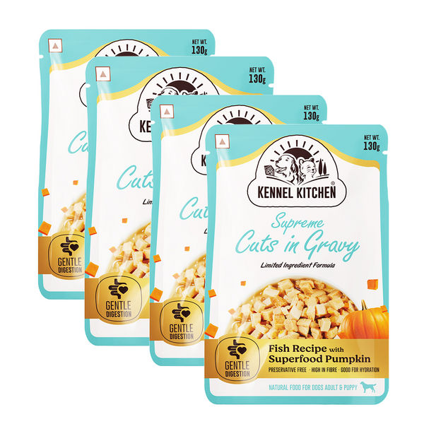 Kennel Kitchen Supreme Cuts in Gravy Fish Recipe with Pumpkin Puppy & Adult Dog Wet Food (All Life Stage)