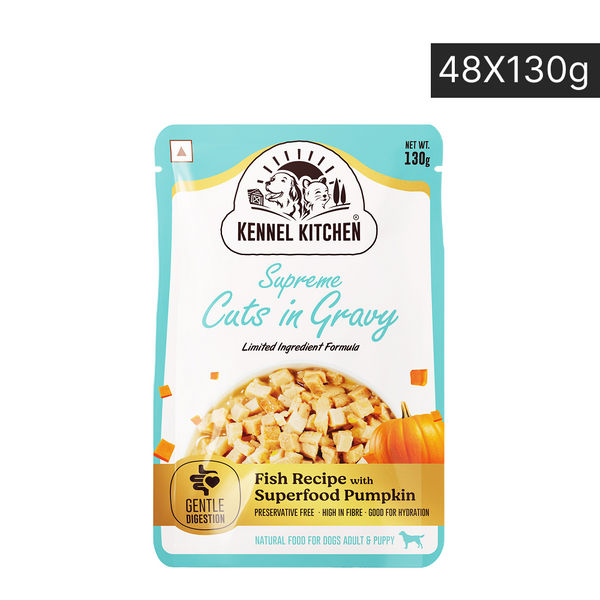 Kennel Kitchen Supreme Cuts in Gravy Fish Recipe with Pumpkin Puppy & Adult Dog Wet Food (All Life Stage)