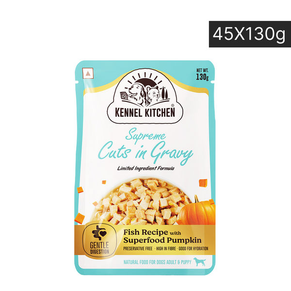 Kennel Kitchen Supreme Cuts in Gravy Fish Recipe with Pumpkin Puppy & Adult Dog Wet Food (All Life Stage)