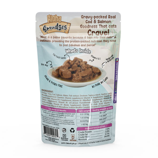 Aloha Smudges Cod and Salmon in Gravy Adult Cat Wet Food