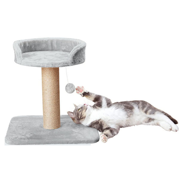 Furrlovers Jute Scratching Posts with Hanging Ball Activity Tree for Cats (Grey)