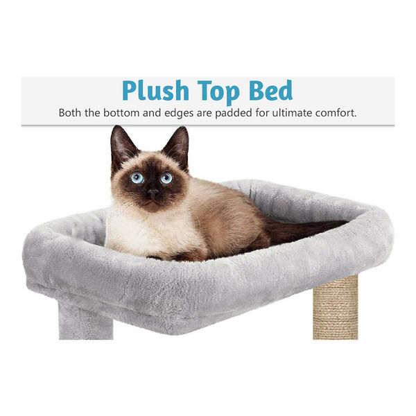 Furrlovers Multilevel Cat Tree with Scratching Posts, Condo & Top Bed with Jute Rope (Grey)