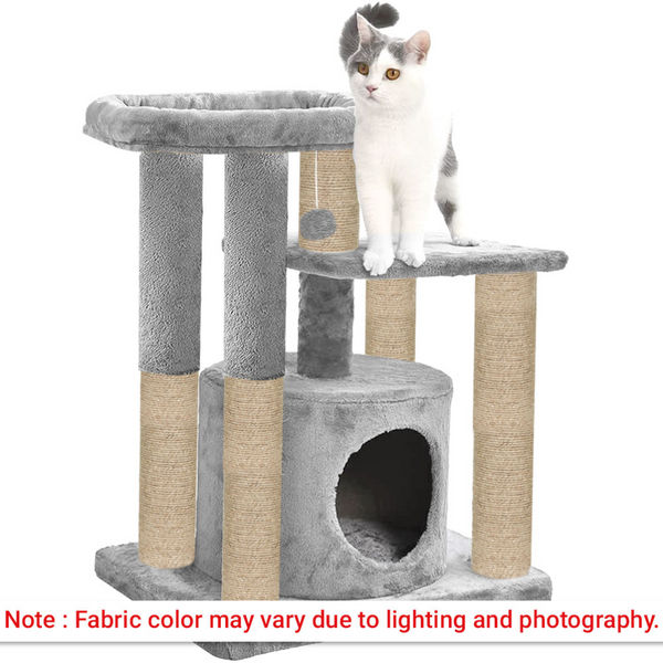 Furrlovers Cat Tree with Condo, Top Perch & Jute Rope Scratching Posts (Grey)