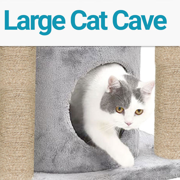 Furrlovers Cat Tree with Condo, Top Perch & Jute Rope Scratching Posts (Grey)