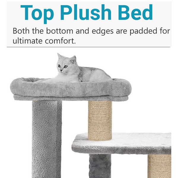 Furrlovers Cat Tree with Condo, Top Perch & Jute Rope Scratching Posts (Grey)