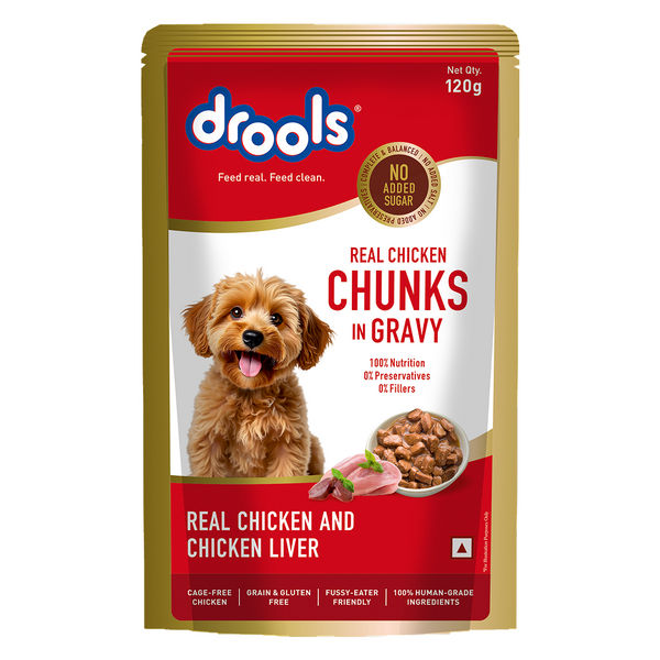 Drools Real Chicken & Chicken Liver Chunks in Gravy Adult Dog Wet Food