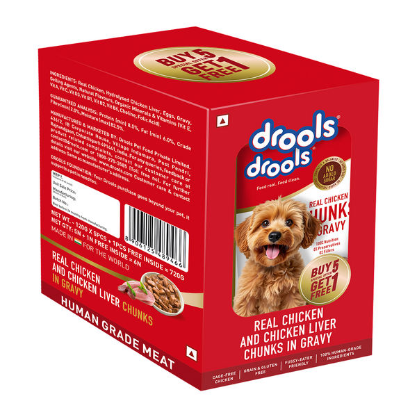 Drools Real Chicken & Chicken Liver Chunks in Gravy Adult Dog Wet Food
