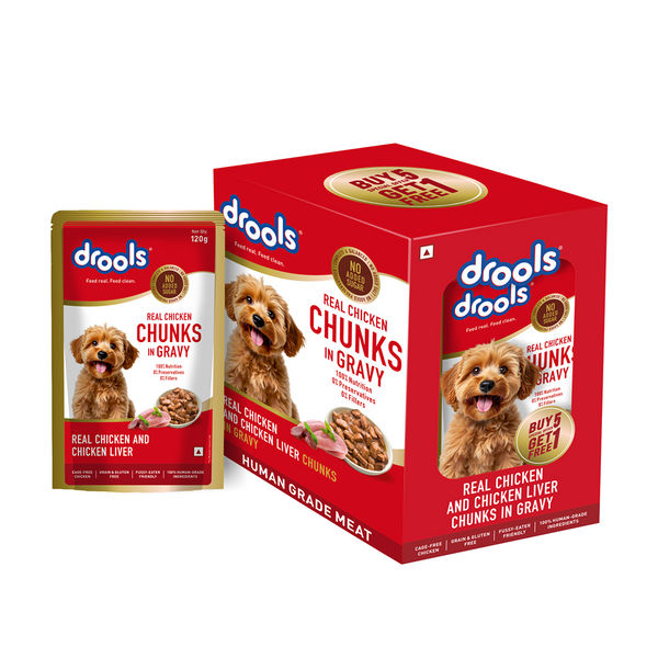 Drools Real Chicken & Chicken Liver Chunks in Gravy Adult Dog Wet Food