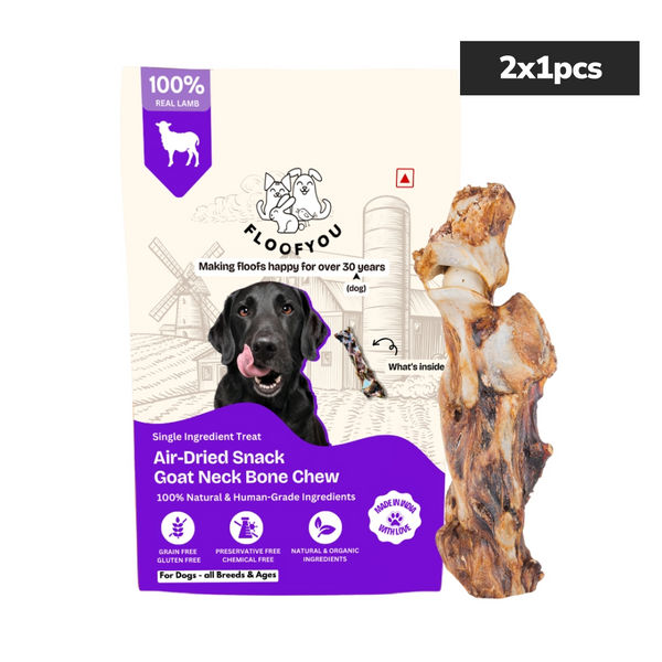 Floofyou Air Dried Goat Neck Bone Dental Chew Dog Treats