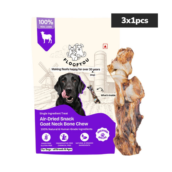 Floofyou Air Dried Goat Neck Bone Dental Chew Dog Treats