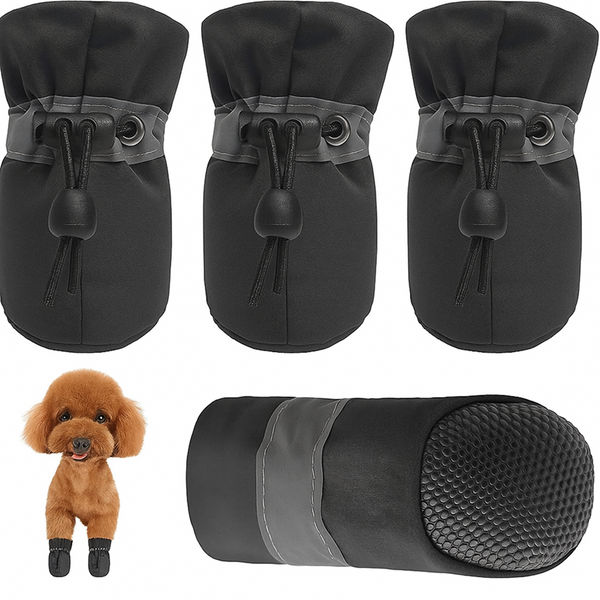 KUTKUT Paw Protector Boots for Small Dogs (Black)