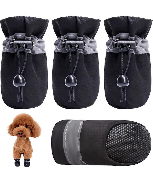KUTKUT Paw Protector Boots for Small Dogs (Black)